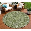 Artichoke Green And Olive Green Paisley Washable Indoor Outdoor Area Rug - 2 of 4