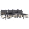 vidaXL 4-Piece Outdoor Furniture Set with Cushions, Weather-Resistant Poly Rattan, Steel Frame, Textilene Material, Anthracite Dark Gray Lounge - 3 of 4