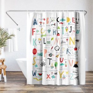 Americanflat 71x74 Hand Drawn Alphabet Shower Curtain - 100% Polyester Shower Curtain - 1 of 4