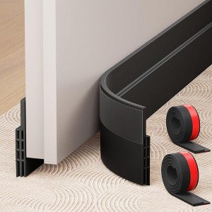 JUJABU 2 Pack Black Adjustable Under Door Draft Stoppe, Anti-Collision Strong Adhesive, Soundproof Weather Stripping, 2" W x 39" L - 1 of 4