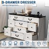 Farmhouse 9 Drawer Dresser, 54" Wide Wide Wood Dresser with Roman Metal Handle, Vintage Dresser TV Stand, Chest of Drawers for Bedroom - 3 of 4