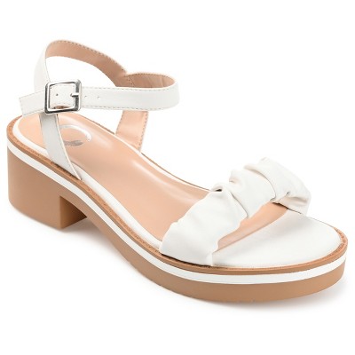 Journee Collection Womens Dexxla Buckle Ankle Strap Low Platform Sandals White 7