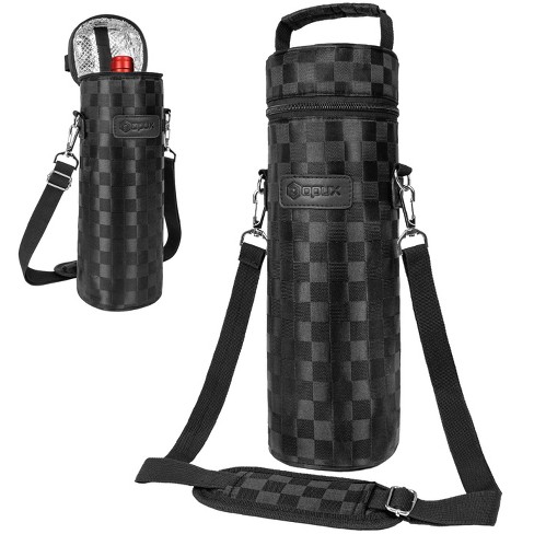 Leather Water Bottle Holder with Detachable Crossbody Strap // Carry Handle