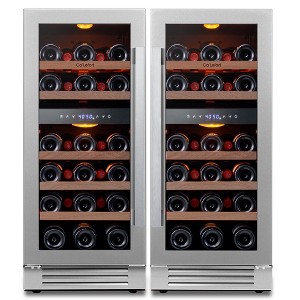 Ca'Lefort Dual 15" Dual Zone Wine Fridge Combo,56 Bottle Wine Cooler Refrigerator,Freestanding or Built-in for Kitchen Office - 1 of 4