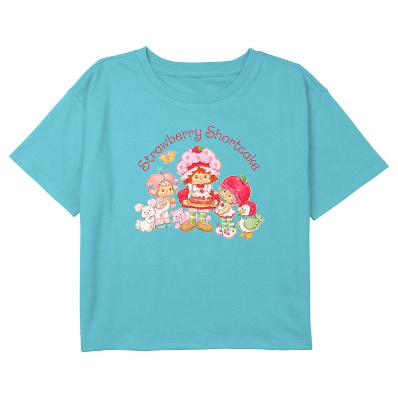 Girl's Strawberry Shortcake Berry and Friends Crop Top T-Shirt, 1 of 4