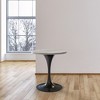 LeisureMod Dining Table with a Round White Resin Tabletop and Black Stainless Steel Pedestal Base Verve Collection - image 2 of 4