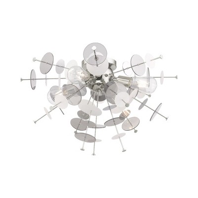 Circulo Polished Chrome 4-Light Ceiling Mount with Geometric Glass Discs