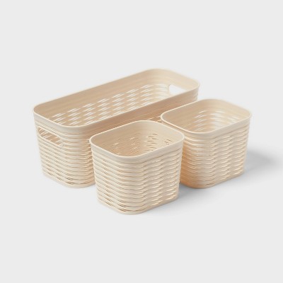 3pk Wave Assorted Decorative Basket Cream 5L Narrow 2c - Brightroom™