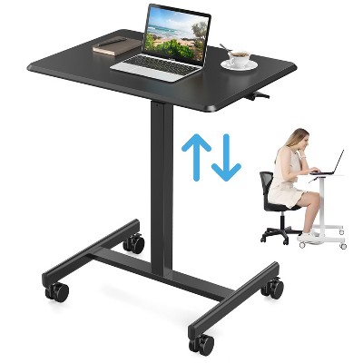 Musment Computer Desk, Mobile Desk with Metal Frame and Leg, Adjustable Height, 4 Wheels, Ergonomic Rolling Laptop Desk for Home Office