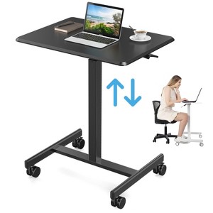 Musment Computer Desk, Mobile Desk with Metal Frame and Leg, Adjustable Height, 4 Wheels, Ergonomic Rolling Laptop Desk for Home Office - 1 of 4