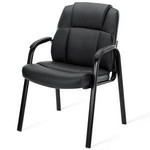 JIONJOY Office Guest Chair Leather Executive No Wheels Waiting Room Chairs | Black - 1 of 3