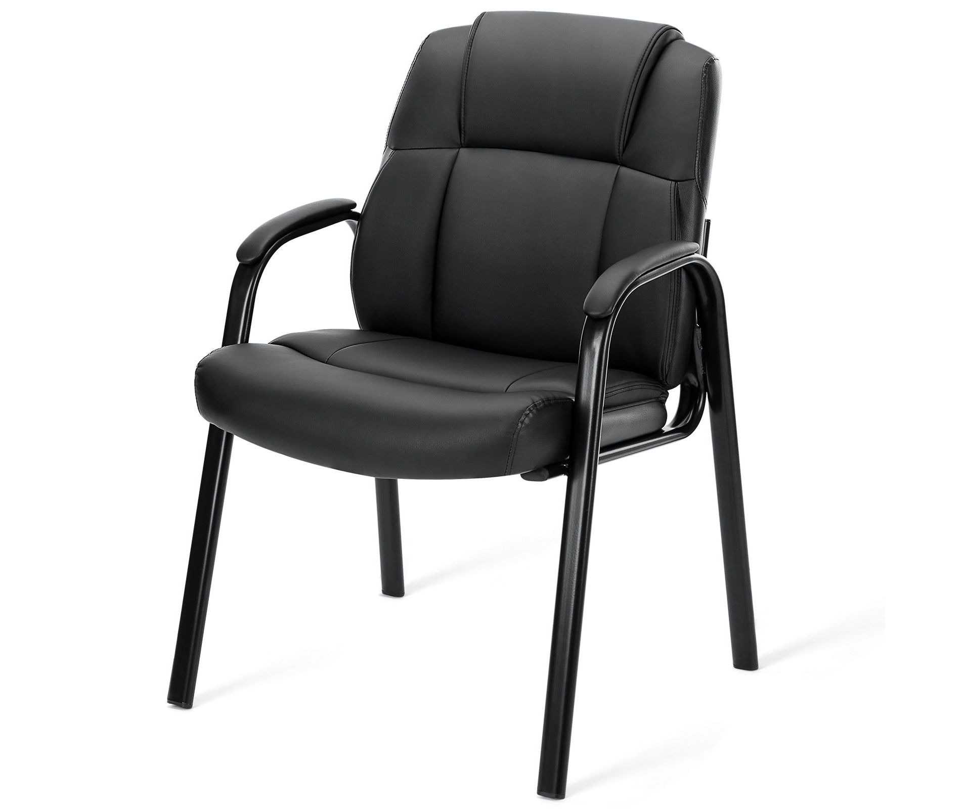 JIONJOY Office Guest Chair Leather Executive No Wheels Waiting Room Chairs | Black