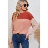 I AM A FASHION JUNKY Khaki Color Block Ribbed Loose Long Sleeve Top - 3 of 4