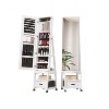 White 360°Swivel Jewelry Armoire, Floor Standing Locking with Full Length Mirror,Bottom Drawer, Shelf, Wheels,White Cabinet with Storage Capacity Bo - 4 of 4