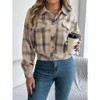 Women's Corduroy Long Sleeve Jacket Collared Button Down Casual Work Blazer Coat (Plaid Jackets: Flannels) - 4 of 4