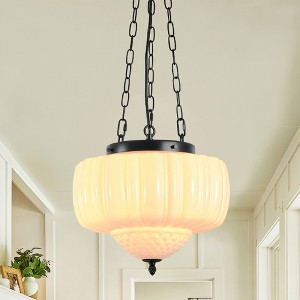 Rennnsan Taylor 1-Light Modern Vintage Matte Black Cone Kitchen Island Pendant Light with Milky White Glass Shade - 1 of 4