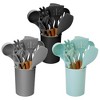 NewHome "11-Piece Silicone Cooking Utensil Set with Wooden Handles – Heat-Resistant Kitchenware Set with Holder" Black and Green - 2 of 4