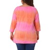 Agnes Orinda Women's Plus Size Tie Dye 3/4 Sleeve Side Slit V Neck Trendy Spring Tops - 4 of 4