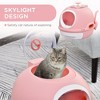 PawHut Covered Litter Box, Litter Box with a Lid, Scoop Enclosed Drawer & Skylight for Cats That's Easy to Clean, Pink - 3 of 4