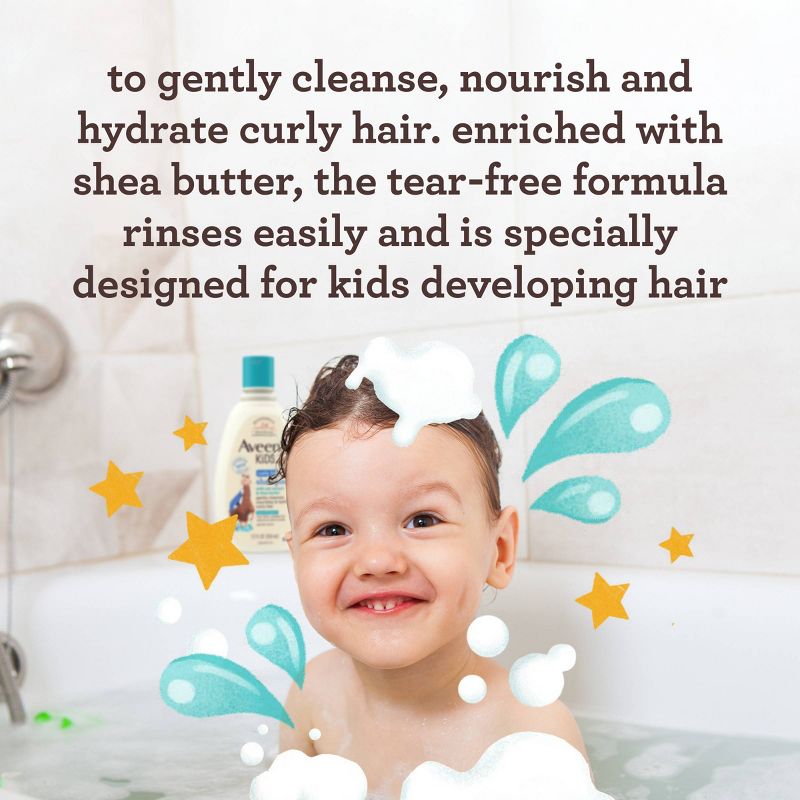 Aveeno Kids Curly Hair Hydrating Shampoo, Oat Extract &#38; Shea Butter - Gentle Scent - 12 fl oz, 4 of 8