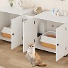Double Cat Litter Box Enclosure 55.1",Hidden Litter Cabinet Furniture for 2 Cats with Rattan Doors, Litter Mat & Odor Control Design - 3 of 4