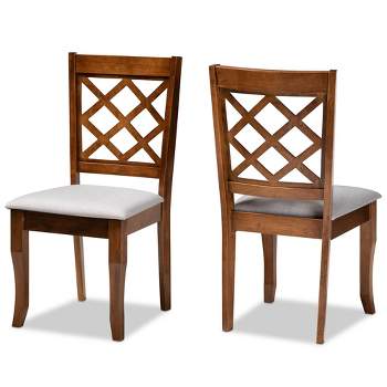 Set of 2 Verner Dining Chairs Gray/Walnut - Baxton Studio: Upholstered, Armless, Wood Frame, Contemporary Design