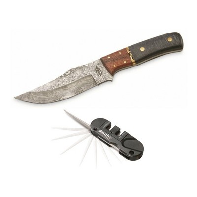 Buck n Bear Wild Skinner with Damascus Steel Blade with Pocket Sharpener 