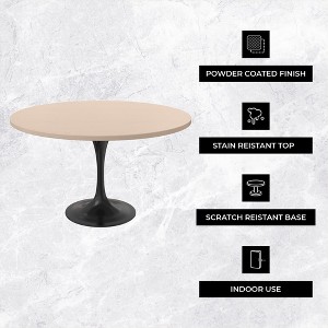 LeisureMod Verve Mid-Century Modern Table with a 48" Round MDF Tabletop and Black Steel Pedestal Base for Kitchen and Dining Room - 1 of 4