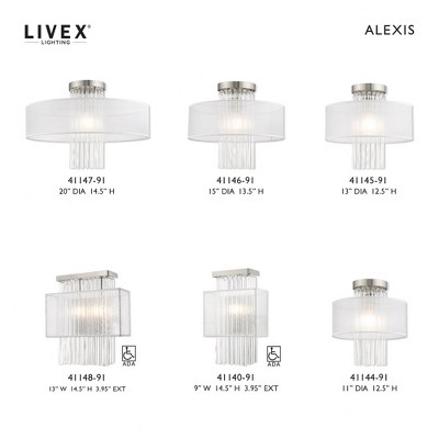 Elegant Alexis 3-Light Brushed Nickel Crystal Chandelier