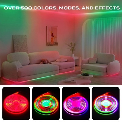 BrightLux 16.4' RGBIC Color Flow LED Tape Light with Remote Control