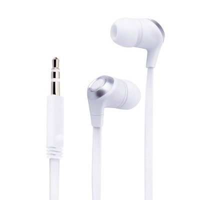 Insten 3.5mm Wired Earbuds - In-Ear Stereo Earphones & Headset for Android Smartphones, PC, Laptops, White/Silver