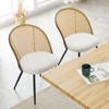 Bekrvio Mid-Century Modern Rattan Dining Chairs Set of 2/4,PU leather/Boucle Upholstered Kitchen Chairs with Cane Back and Metal Leqs for Dining Room - 2 of 4