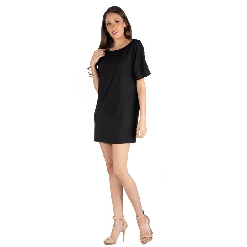 24seven Comfort Apparel Womens Loose Fit T Shirt Dress with boat Neck, 2 of 5