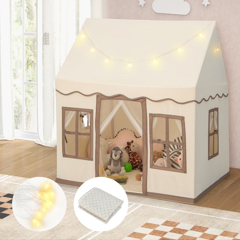 Costway Kids Play Castle Tent Large Playhouse Toys Gifts with Star Lights Washable Mat, 3 of 11