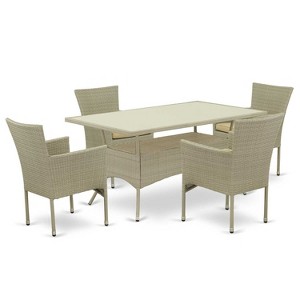 HomeStock 5-Piece Natural Oak Finish Solid Wood Top Dining table with 4-Chairs - 1 of 4