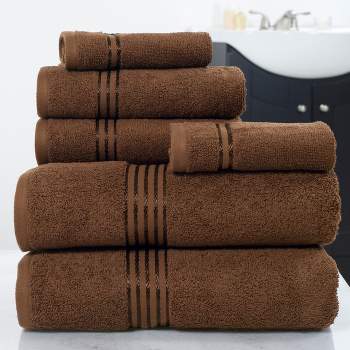 Hastings Home 100% Cotton Hotel Towel Set - Chocolate, 6-pc.