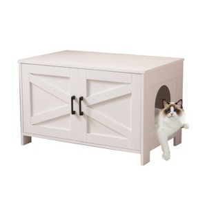 LunaLulinlk Furniture with hidden cat litter box with barn door - 1 of 4