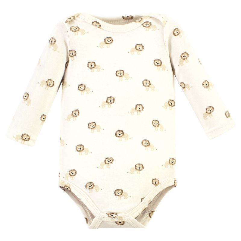 Hudson Baby Infant Boy Cotton Long-Sleeve Bodysuits, Brave Lion 5 Pack, 4 of 8