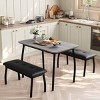 3-Piece Dining Set, Space-Saving Table & 2 Upholstered Benches for 4, Metal Frame Kitchen Furniture for Apartments, Studios, Small Spaces - 2 of 4