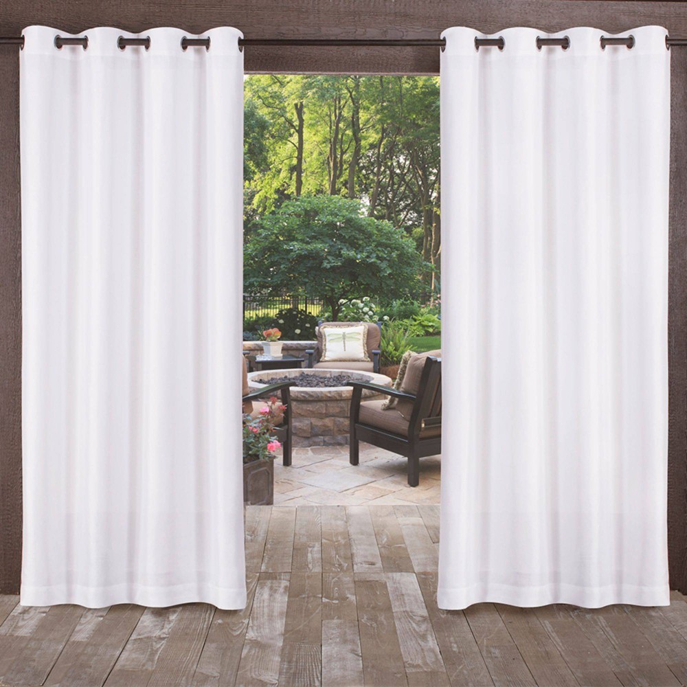 Photos - Curtains & Drapes Set of 2  Biscayne Indoor/Outdoor Two-Tone Textured Grommet Top W(84"x54")