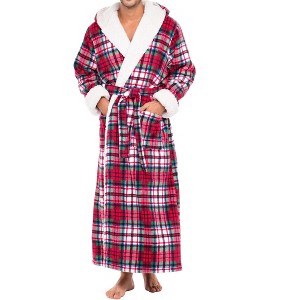 ADR Men's Robe, Warm Plush Hooded Bathrobe Man, Full Length Fleece Robe Man with Hood - 1 of 4