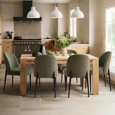Upholstered Dining Chairs with Linen Blend Fabric and Metal Legs, Modern Armless Side Chairs for Dining Room-Maison Boucle