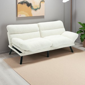 70" Velvet 2-Seater Sofa with Thick Cushions & Sleeper, Metal Feet - 1 of 4