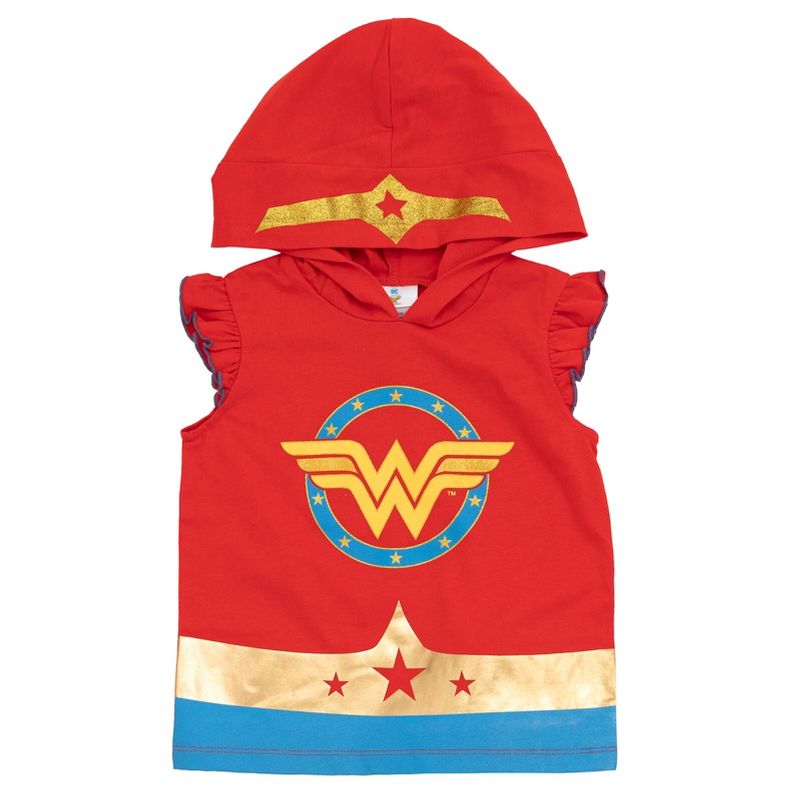 DC Comics Justice League Wonder Woman Girls Tank Top and Dolphin Active French Terry Shorts Little Kid to Big Kid, 3 of 8
