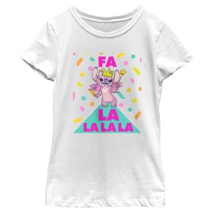 Girl's Lilo & Stitch Fa La La La Angel T-Shirt - 1 of 4