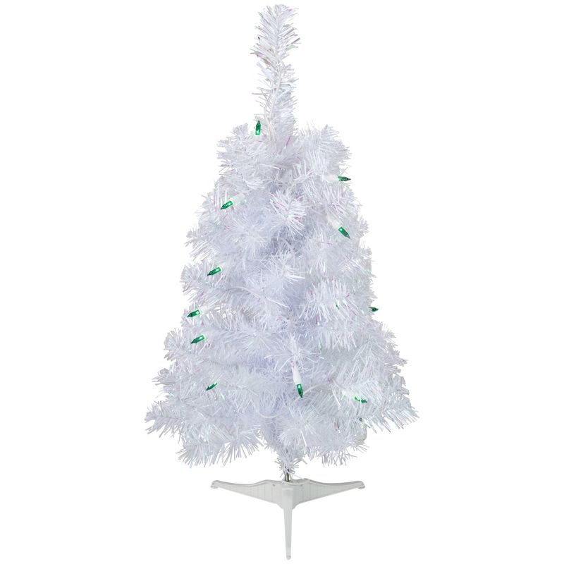 Northlight 2' Pre-Lit Slim White Artificial Christmas Tree - Green Lights, 1 of 8