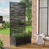 Wooakway Black Metal Planter Box with Trellis Raised Garden Bed with Arbor Privacy Screen with Wheels - 2 of 4