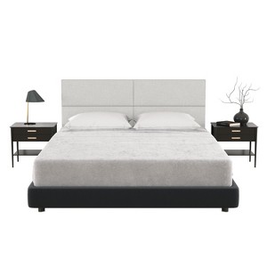 Jaxx Panelist Modern Padded Headboard – Set of 4 Wall Mounted Panels - Queen, Limestone Grey Microvelvet - 1 of 4