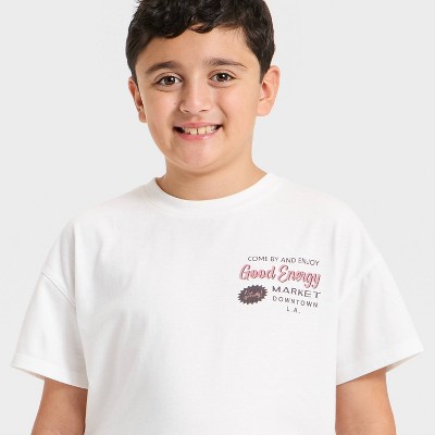 Cat & Jack Boys' Short Sleeve Good Energy Market Oversized Graphic T-Shirt - Cat & Jack™ White XS — фото 2
