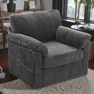Mshliw Oversized Chenille Accent Chair with Double-Layer Cushion and Support Springs, Upholstered Single Sofa Chair for Living Room Bedroom Office - 1 of 4